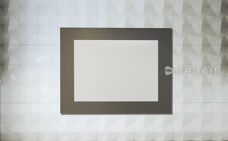 空旷的室内，白色和棕色的墙壁。浴室……3 d渲染。模型。空白的画。
